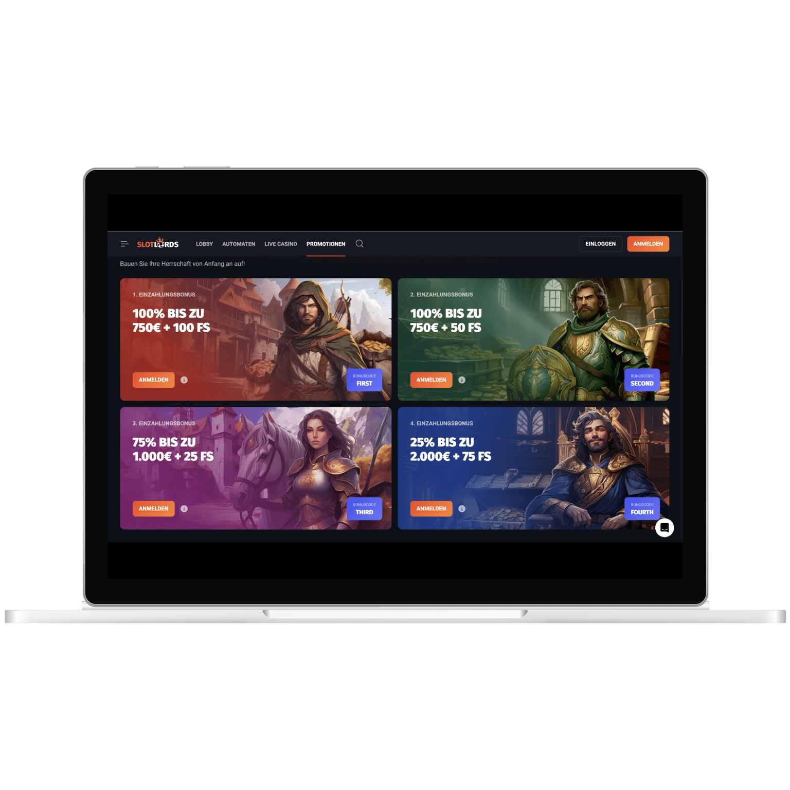 SlotLords Casino mit Spielautomaten und Live Spielen mit echten Dealern